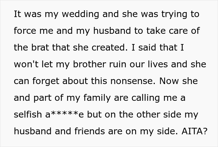 Mother Ruins Daughter’s Wedding By Asking Her To Let Autistic Brother Live With Her And Her Husband Mother Ruins Daughter’s Wedding By Asking Her To Let Autistic Brother Live With Her And Her Husband