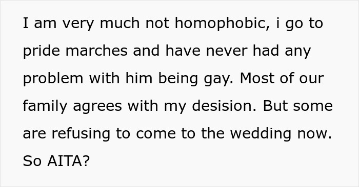 "AITA For Uninviting My Gay Brother And His Boyfriend To My Wedding?" "AITA For Uninviting My Gay Brother And His Boyfriend To My Wedding?"