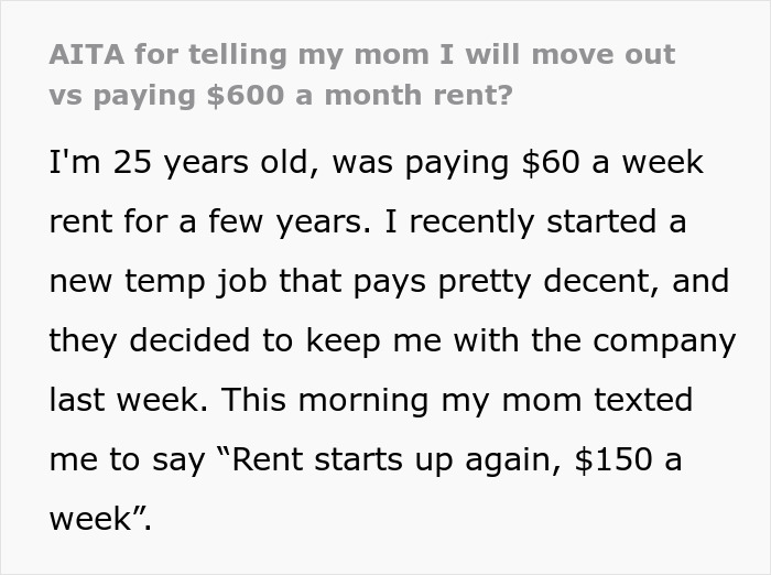 Son Starts Making Plans To Move Out After Mom Hikes Rent, She Is Shocked