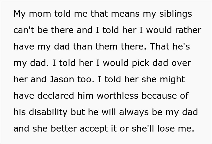 Woman Divorced And Cut Out Husband After An Accident Left Him Disabled, Expects Same From Daughter