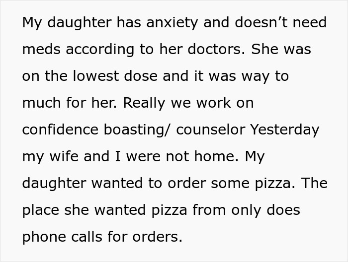 Family Drama Ensues Over Dad Refusing To Order Pizza For Socially Anxious Daughter Staying At Home