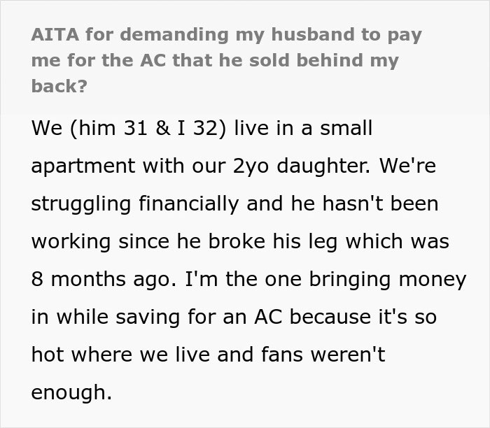 Husband Sees Wife's New AC, Says He Deserves A Trip With His Buddies If She Has That Kind Of Money Husband Sees Wife's New AC, Says He Deserves A Trip With His Buddies If She Has That Kind Of Money