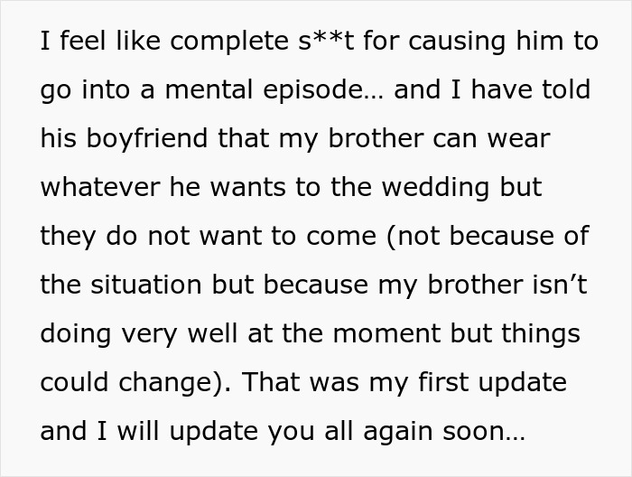 "AITA For Uninviting My Gay Brother And His Boyfriend To My Wedding?" "AITA For Uninviting My Gay Brother And His Boyfriend To My Wedding?"
