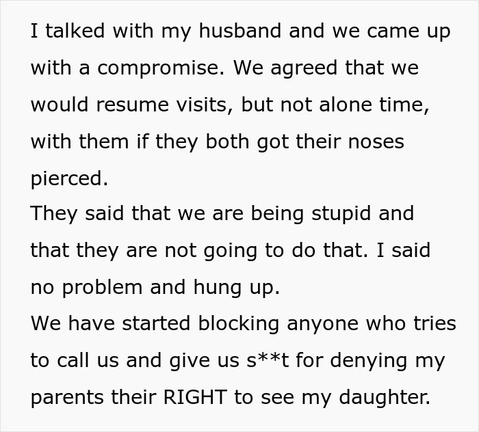“Both Got Their Noses Pierced”: Woman Gives Ultimatum To Parents Who Violated Her Trust “Both Got Their Noses Pierced”: Woman Gives Ultimatum To Parents Who Violated Her Trust