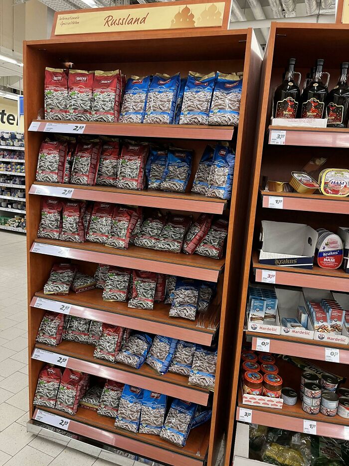 A German Supermarket Pulled All The Russian Products In Its Russian Aisle And Replaced Them With Sunflower Seeds