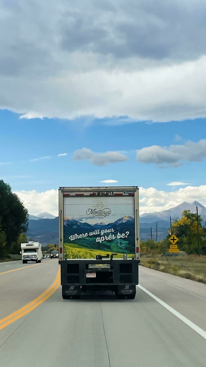 The Truck In Front Of Us Lined Up Perfectly With The Mountains!