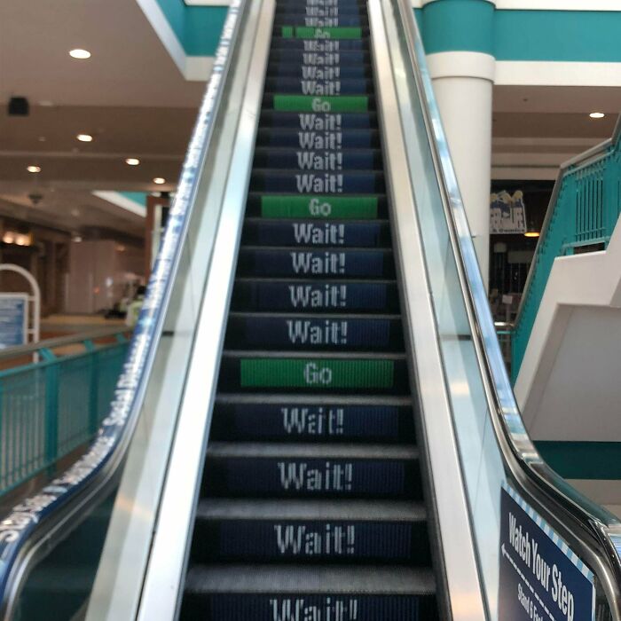 Social Distancing Escalator At Local Mall