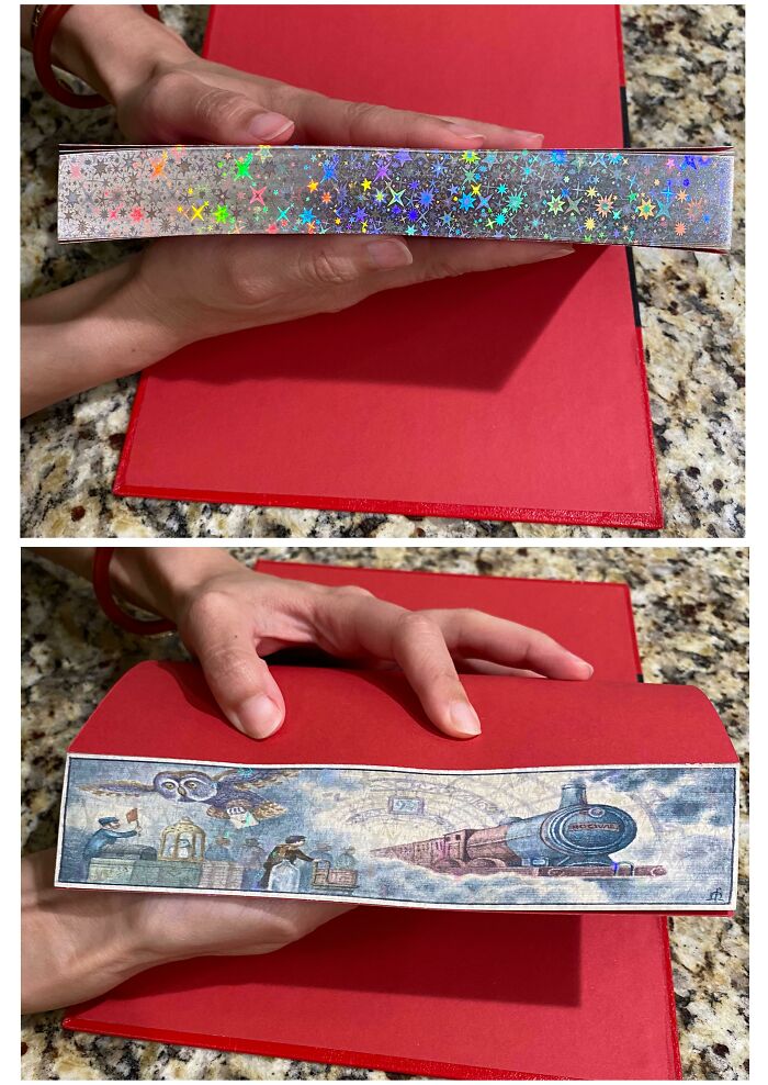 My Newly Acquired Harry Potter And The Philosopher's Stone Fore-Edge Painted Book! Featuring A Secret Platform 9 3/4 Scene On The Edges Of The Pages