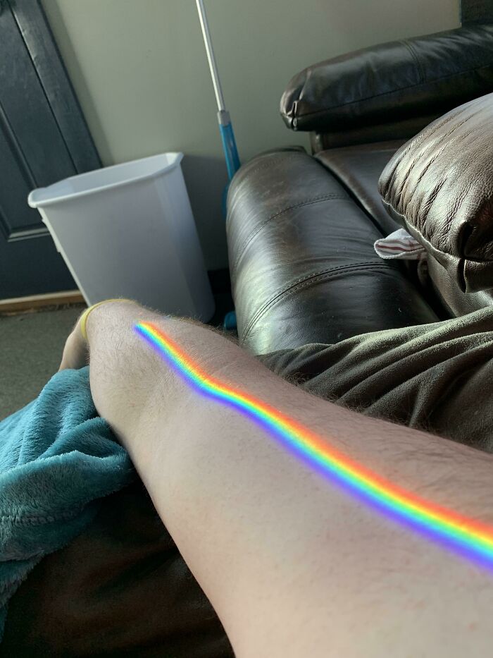 A Vibrant And Clear Spectrum Of Colors Refracting Through My Apparently Prismatic Window Onto My Arm