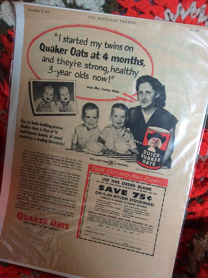 Found A Magazine Ad Of My Great Grandma And Twin Uncles From 1952! They're All Gone Now, So It's A Doubly Amazing Fin