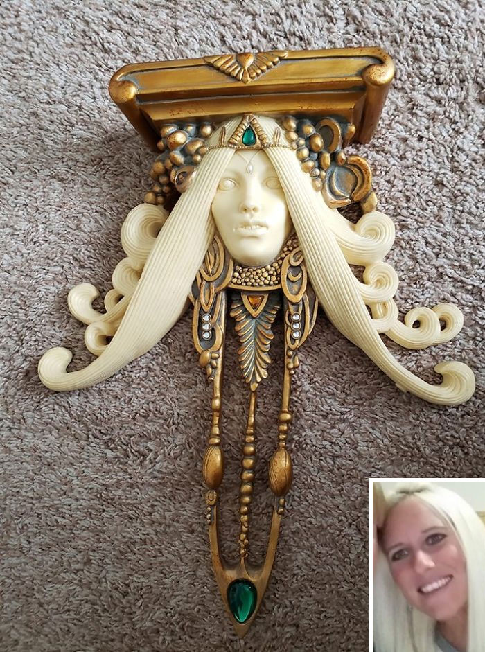 Found Her Yesterday, It's A Shelf & Heavy! Made Of Bakelite. Don't Know Anything About It But She Looks Like A Creepy Version Of Me So Yup.. She's Mine Now