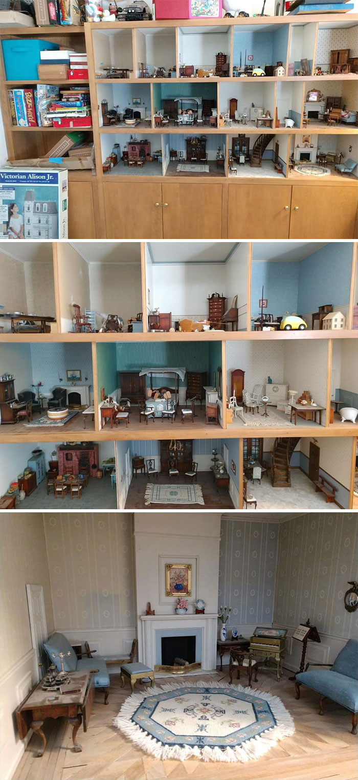 We Moved Into A Vintage 1962 House With Everything Original. This Dollhouse Was Built Into The Cabinets In One Of The Rooms And I Was Gifted It To Keep Safe And Enjoy