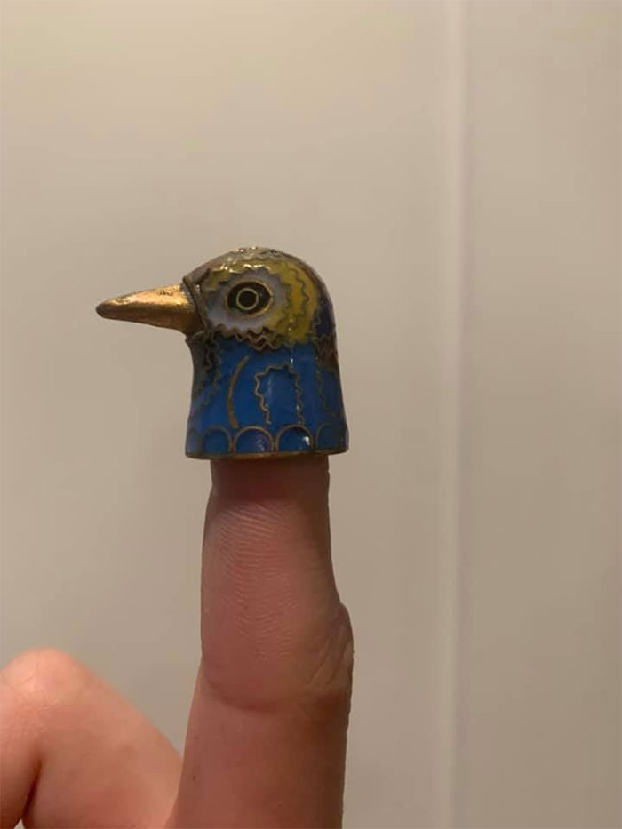 I Found This Little Birb Thimble At An Antique Store In Gatlinburg And Fell In Love