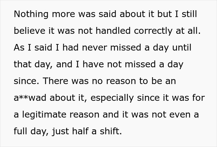 Jerk Boss Mocks Employee For Taking First Half A Day Off In 10 Months, It Backfires Jerk Boss Mocks Employee For Taking First Half A Day Off In 10 Months, It Backfires