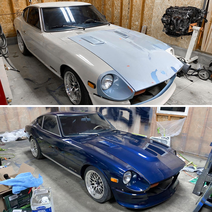 280Z Before And After. It Was A Lot Of Hard Work, But She’s Beautiful