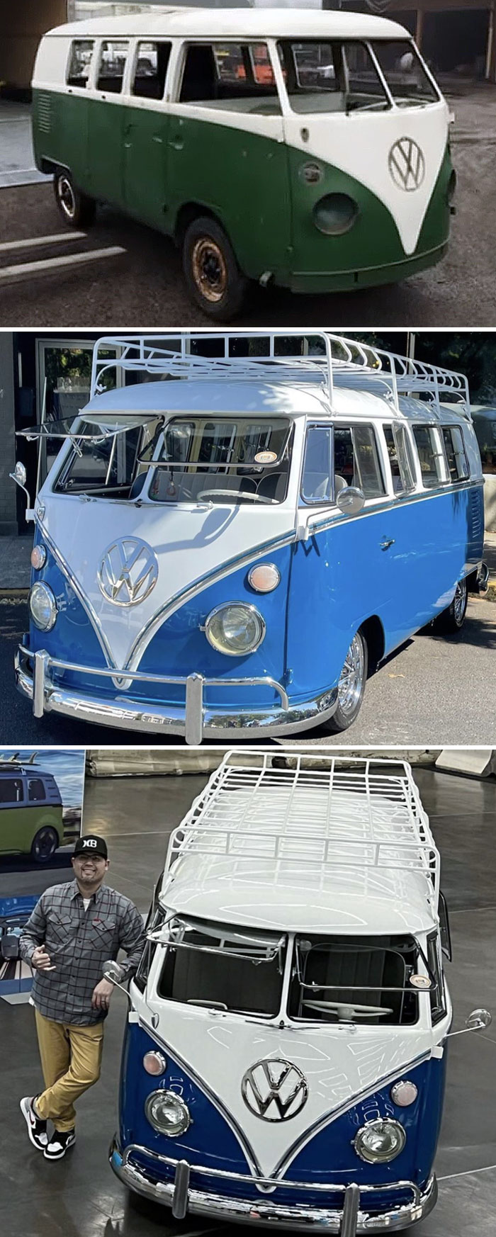 Here’s My Father And His Before And After Pics Of His ‘65 Bus Restoration Project. He’s Very Proud Of It And He Spent 4x Of My College Degree To Make It What It Is Today