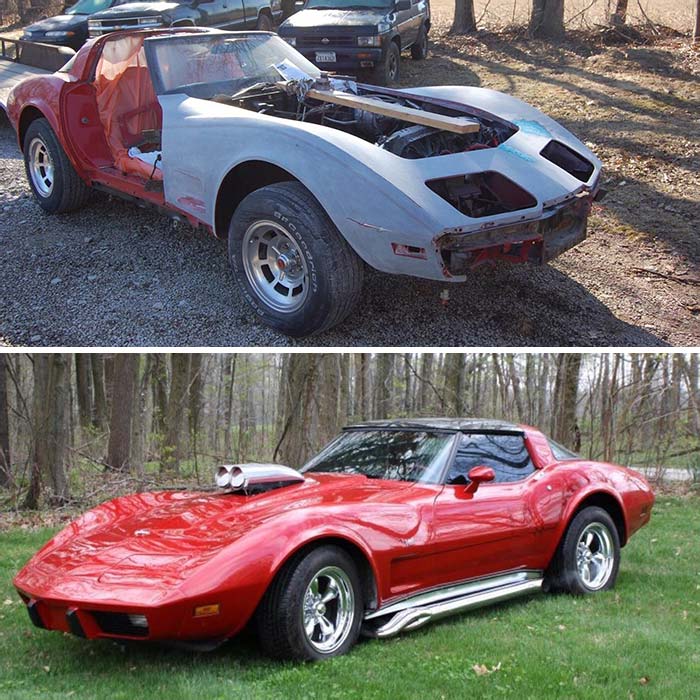 A Before And After Of My Father's '79 Vette That We Restored/Modified During One Indiana Winter
