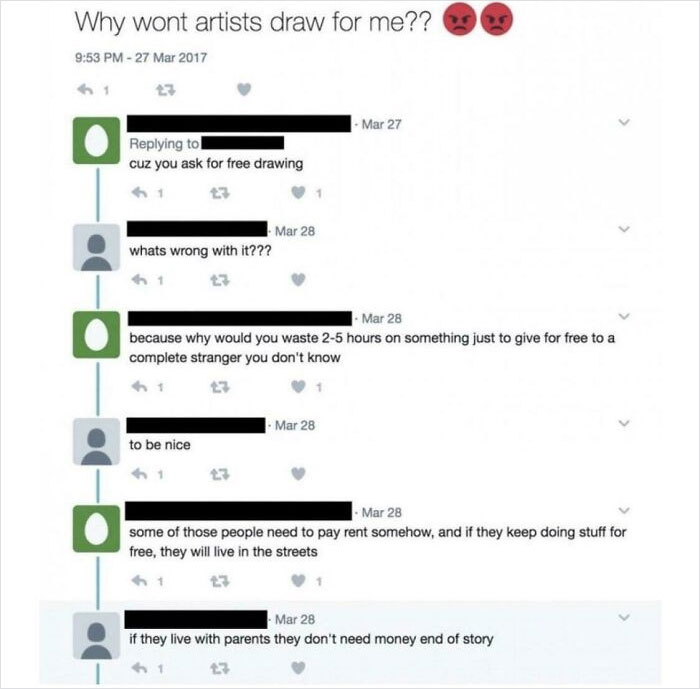Artist Should Live With Their Parents And Draw For Free