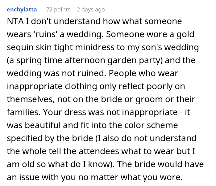 Woman Asks If Her Dress Was Really Inappropriate After Bride Makes A Scene