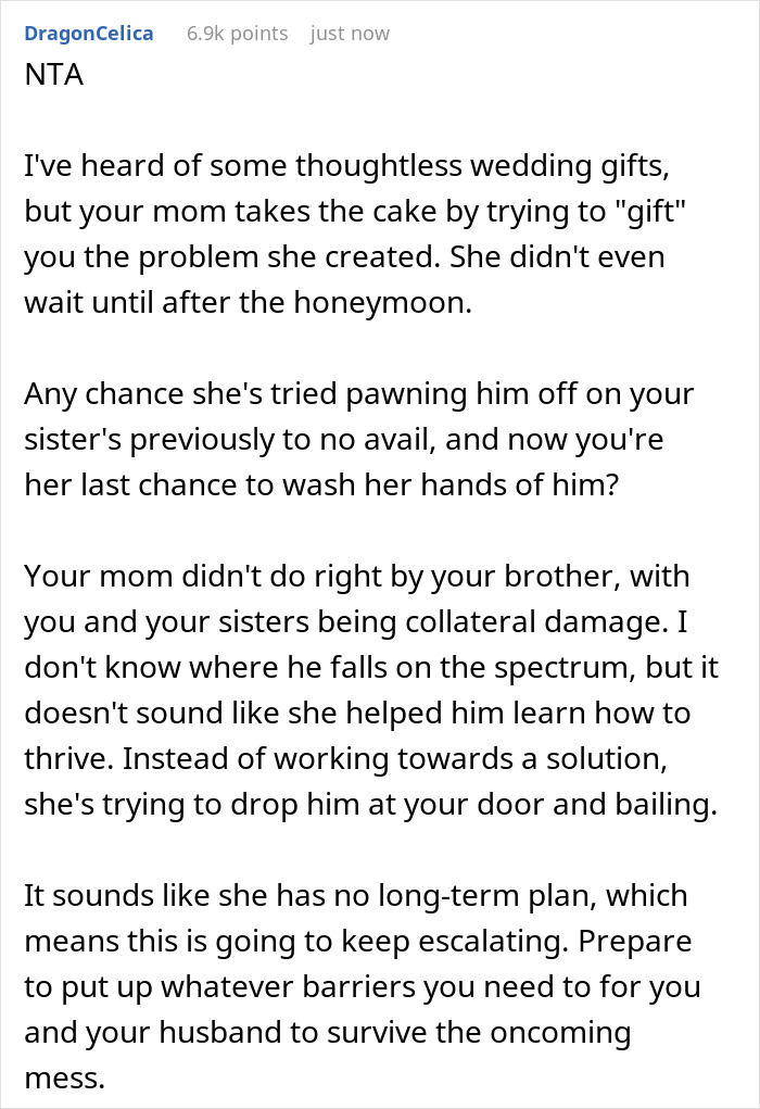 Mother Ruins Daughter’s Wedding By Asking Her To Let Autistic Brother Live With Her And Her Husband Mother Ruins Daughter’s Wedding By Asking Her To Let Autistic Brother Live With Her And Her Husband