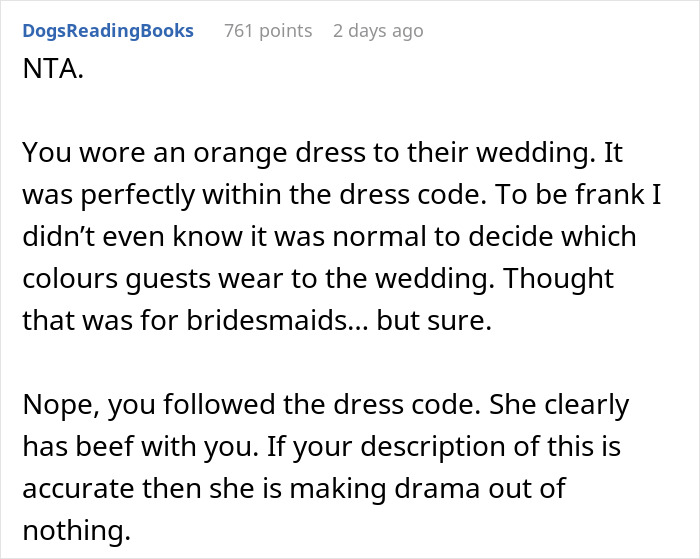 Woman Asks If Her Dress Was Really Inappropriate After Bride Makes A Scene