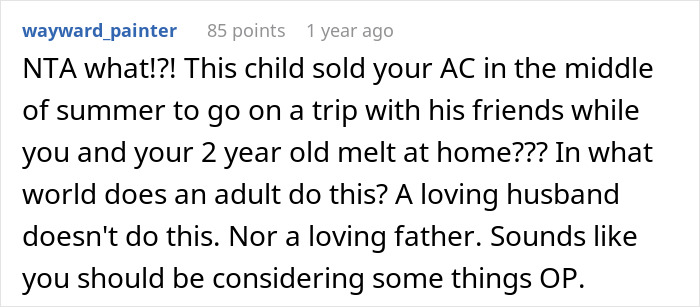 Husband Sees Wife's New AC, Says He Deserves A Trip With His Buddies If She Has That Kind Of Money Husband Sees Wife's New AC, Says He Deserves A Trip With His Buddies If She Has That Kind Of Money