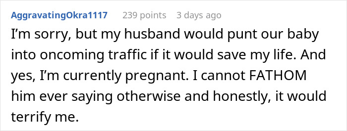 “I’d Pick Our Baby Over You”: Woman Horrified At Husband’s Nonchalant Choice “I’d Pick Our Baby Over You”: Woman Horrified At Husband’s Nonchalant Choice