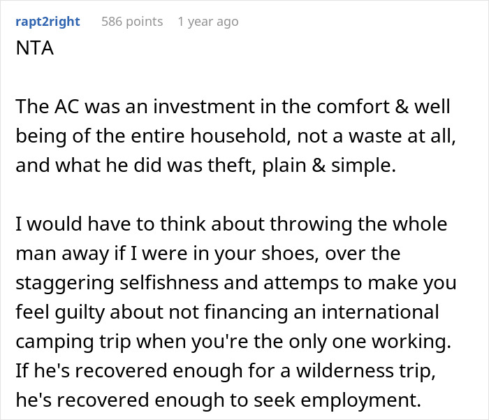 Husband Sees Wife's New AC, Says He Deserves A Trip With His Buddies If She Has That Kind Of Money Husband Sees Wife's New AC, Says He Deserves A Trip With His Buddies If She Has That Kind Of Money