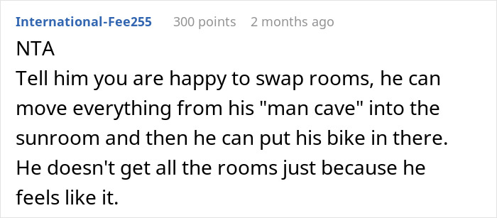 Woman Doesn’t Let Husband Invade Her Personal Corner At Home With His Peloton, Drama Ensues Woman Doesn’t Let Husband Invade Her Personal Corner At Home With His Peloton, Drama Ensues