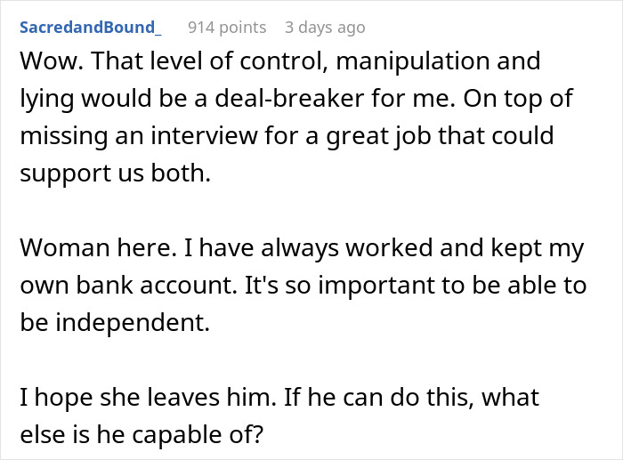 "My Husband Purposely Hid My Car Keys So I Would Miss My Job Interview" "My Husband Purposely Hid My Car Keys So I Would Miss My Job Interview"