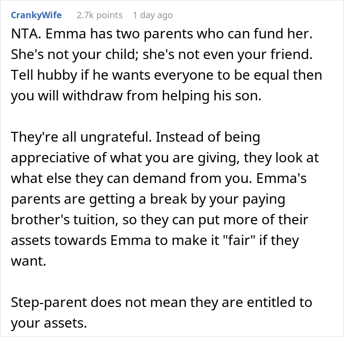 Teen Treats Her Stepmom With Hostility, Is Surprised When She Refuses To Cover Her College Tuition Teen Treats Her Stepmom With Hostility, Is Surprised When She Refuses To Cover Her College Tuition