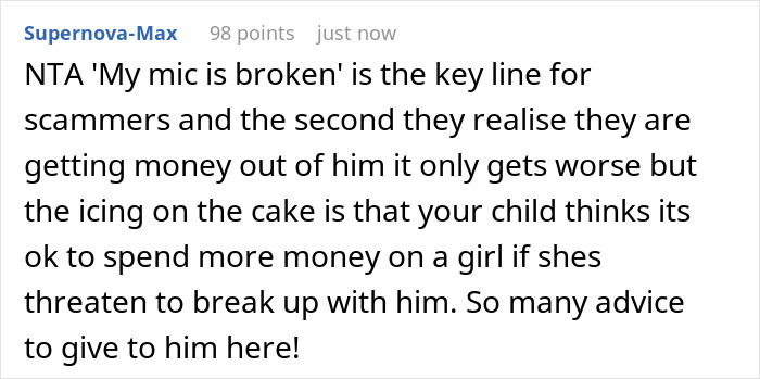 16 Y.O. Can’t See His ‘GF’ Demanding Gifts Is A Scammer, Dad Takes Away His Credit Card Privileges 16 Y.O. Can’t See His ‘GF’ Demanding Gifts Is A Scammer, Dad Takes Away His Credit Card Privileges
