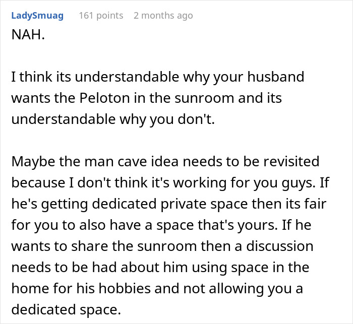 Woman Doesn’t Let Husband Invade Her Personal Corner At Home With His Peloton, Drama Ensues Woman Doesn’t Let Husband Invade Her Personal Corner At Home With His Peloton, Drama Ensues
