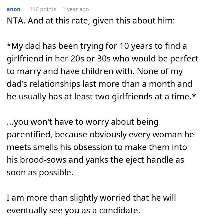 16 Y.O. Is Called Names After Telling Her Dad She Won’t Be Raising His Future Kids 16 Y.O. Is Called Names After Telling Her Dad She Won’t Be Raising His Future Kids