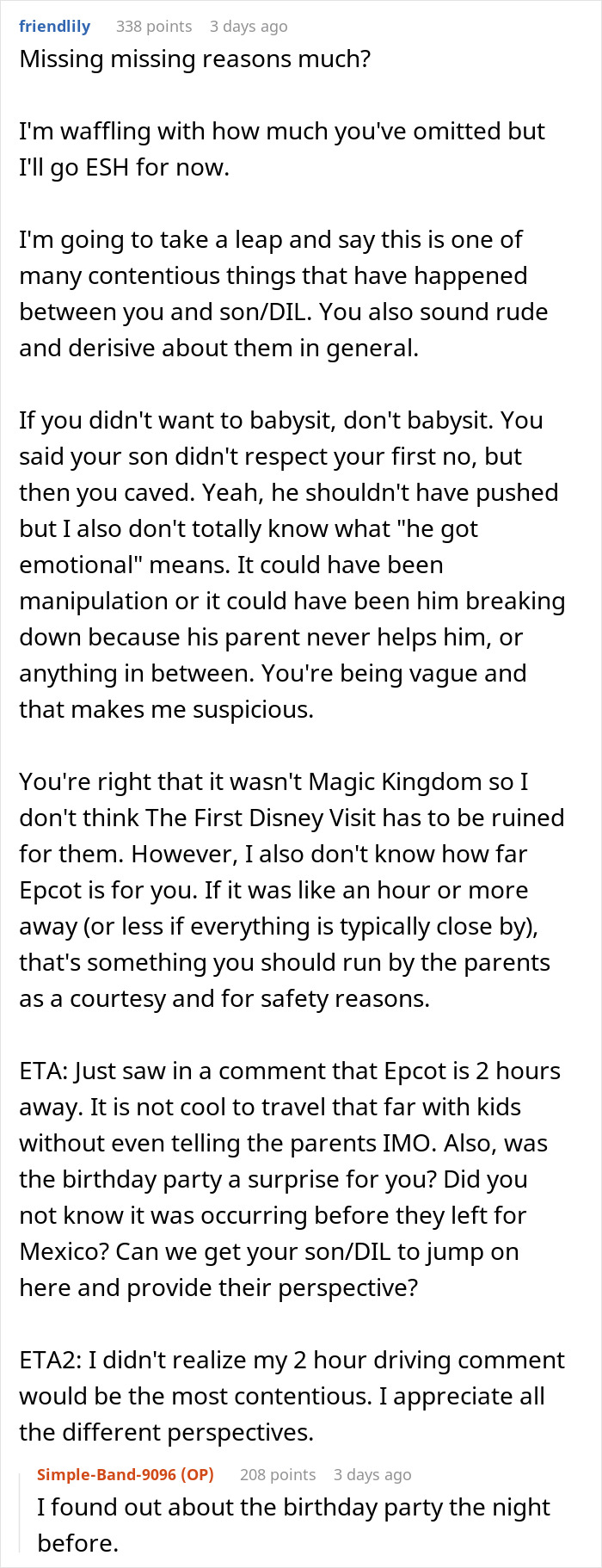 Entitled DIL Demands Grandma Babysit Her Kids For 5 Days, Gets Angry When Kids Are Taken To Disney Entitled DIL Demands Grandma Babysit Her Kids For 5 Days, Gets Angry When Kids Are Taken To Disney