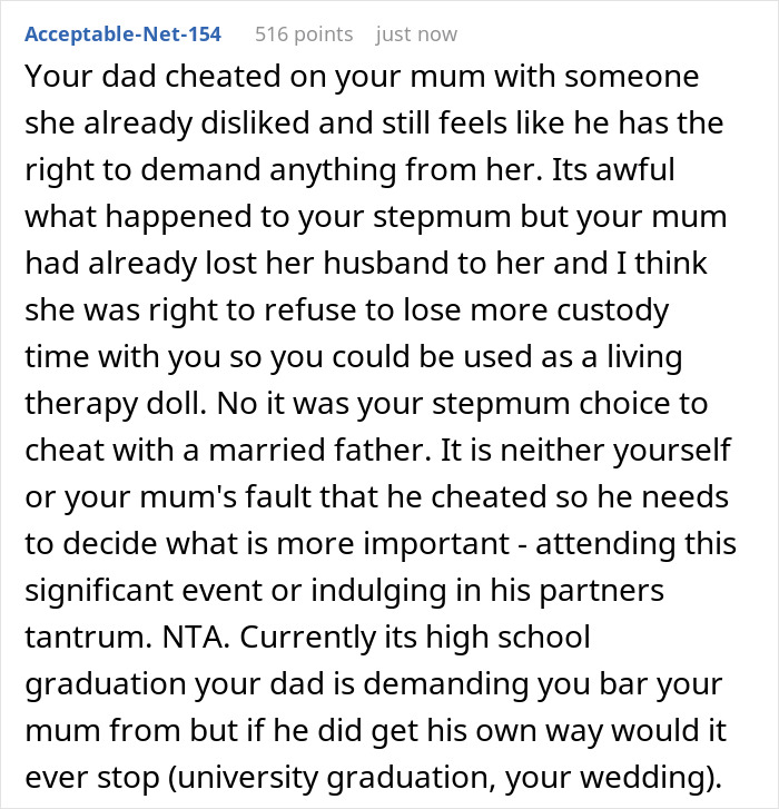 Stepmom Tells Teen Not To Invite His Mom To His Graduation, He Tells Stepmom Not To Come Instead Stepmom Tells Teen Not To Invite His Mom To His Graduation, He Tells Stepmom Not To Come Instead