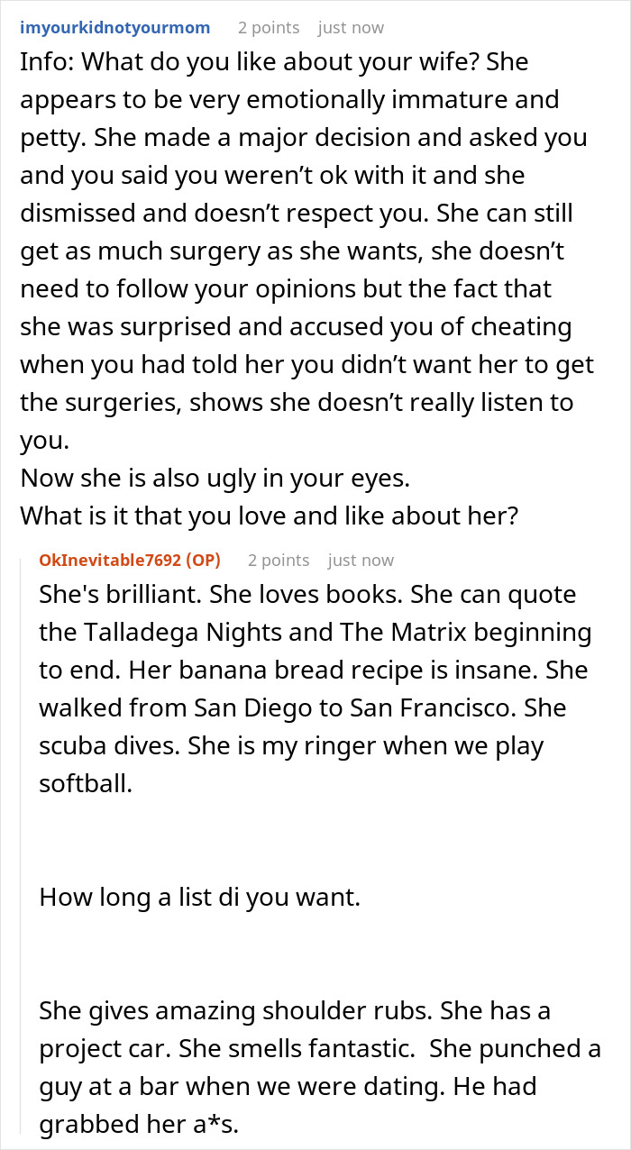 “AITA For Being Truthful And Admitting That I Find My Wife Unattractive After Her Surgery?” “AITA For Being Truthful And Admitting That I Find My Wife Unattractive After Her Surgery?”