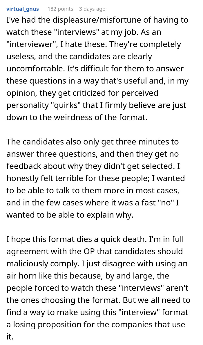 “It’s A Red Flag”: Job Applicant Strikes Back Against One-Way Interview Process “It’s A Red Flag”: Job Applicant Strikes Back Against One-Way Interview Process