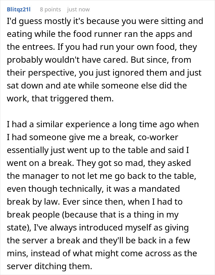 Restaurant Customers Upset At Having To See A Worker Eat At A Table Far Away From Them Restaurant Customers Upset At Having To See A Worker Eat At A Table Far Away From Them