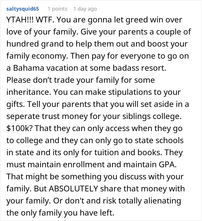 Parents Expect Son To Share His Huge Inheritance With Half-Siblings, Can't Believe He Won't Parents Expect Son To Share His Huge Inheritance With Half-Siblings, Can't Believe He Won't