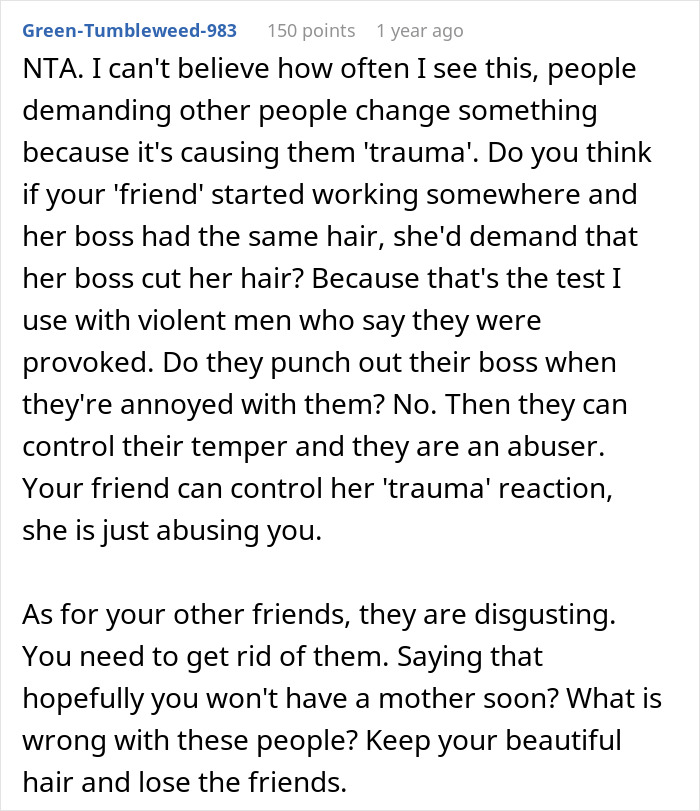 Woman Is Stunned When A Friend Asks Her To Cut Off Her Hair, Claiming It Reminds Her Of Her Trauma Woman Is Stunned When A Friend Asks Her To Cut Off Her Hair, Claiming It Reminds Her Of Her Trauma