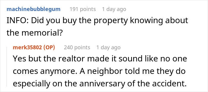 Man Asks If He’d Be A Jerk To Ask Parents To Remove Their Child’s Memorial From His Property Man Asks If He’d Be A Jerk To Ask Parents To Remove Their Child’s Memorial From His Property