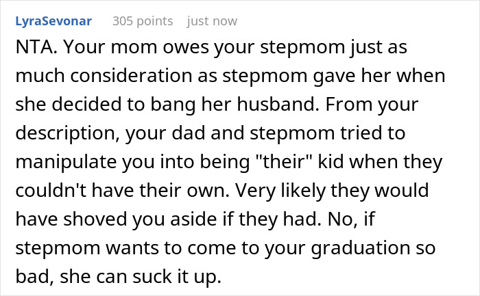 Stepmom Tells Teen Not To Invite His Mom To His Graduation, He Tells Stepmom Not To Come Instead Stepmom Tells Teen Not To Invite His Mom To His Graduation, He Tells Stepmom Not To Come Instead