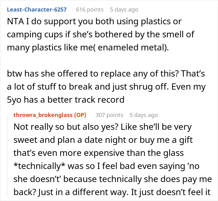 GF Keeps Breaking Glass Cups Every Time She’s At SO’s Home, They Ban Her From Using Them GF Keeps Breaking Glass Cups Every Time She’s At SO’s Home, They Ban Her From Using Them