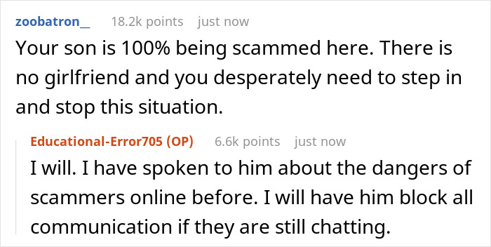 16 Y.O. Can’t See His ‘GF’ Demanding Gifts Is A Scammer, Dad Takes Away His Credit Card Privileges 16 Y.O. Can’t See His ‘GF’ Demanding Gifts Is A Scammer, Dad Takes Away His Credit Card Privileges