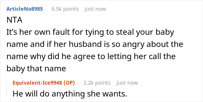 Woman Fails At Stealing Friend's Baby Name As His Wife Lied About Her Options Woman Fails At Stealing Friend's Baby Name As His Wife Lied About Her Options