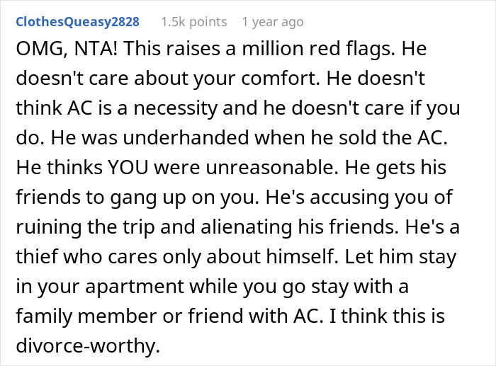 Husband Sees Wife's New AC, Says He Deserves A Trip With His Buddies If She Has That Kind Of Money Husband Sees Wife's New AC, Says He Deserves A Trip With His Buddies If She Has That Kind Of Money