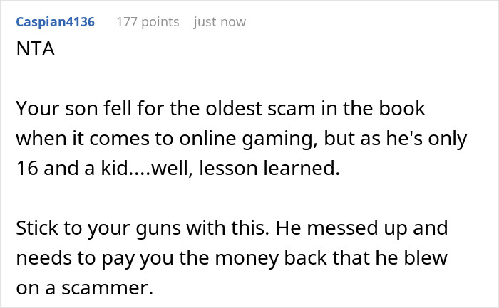 16 Y.O. Can’t See His ‘GF’ Demanding Gifts Is A Scammer, Dad Takes Away His Credit Card Privileges 16 Y.O. Can’t See His ‘GF’ Demanding Gifts Is A Scammer, Dad Takes Away His Credit Card Privileges