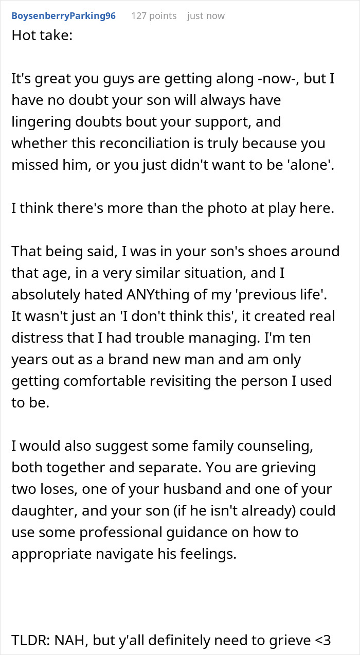 Mom Agrees To Hide All Photos Of Her Son Pre-Transition Except For One, Gets Called Cruel Mom Agrees To Hide All Photos Of Her Son Pre-Transition Except For One, Gets Called Cruel