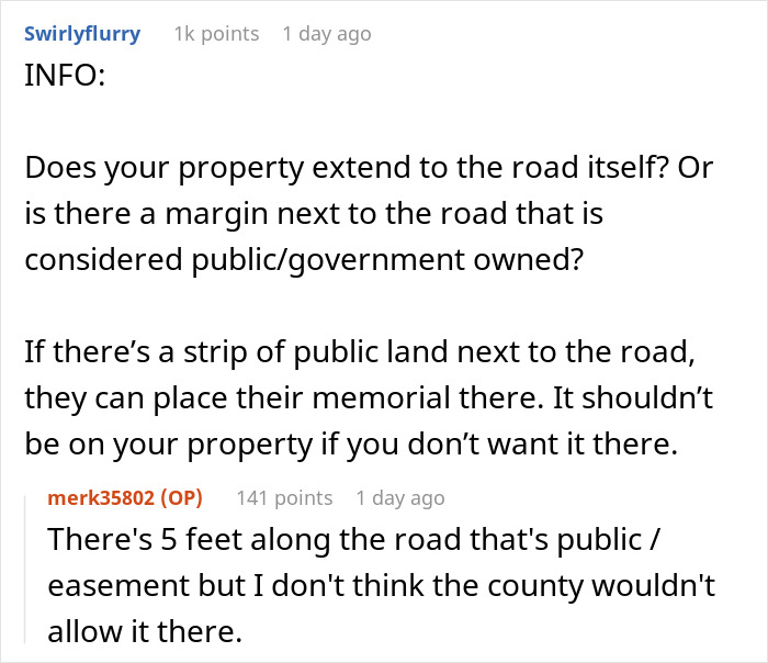 Man Asks If He’d Be A Jerk To Ask Parents To Remove Their Child’s Memorial From His Property Man Asks If He’d Be A Jerk To Ask Parents To Remove Their Child’s Memorial From His Property